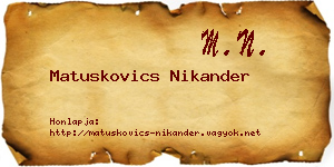 Matuskovics Nikander névjegykártya